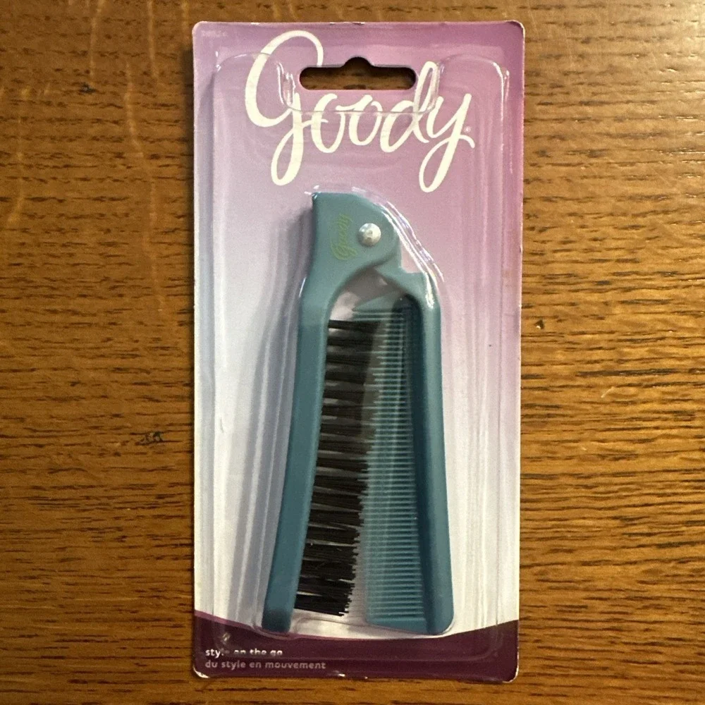 Vintage Goody Folding Travel Brush Comb Made In‎ USA Sealed Dark Green NOS